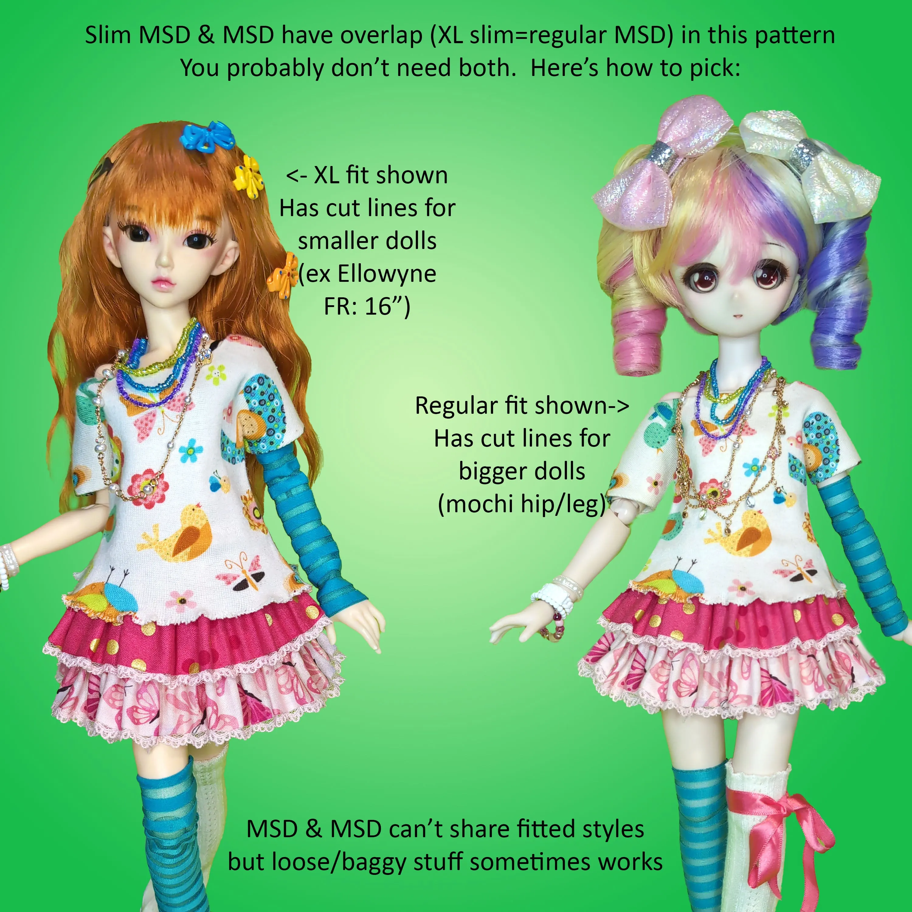 1/4 40cm BJD & 16" Fashion Doll - Decora Kei - Japanese layerable Harajuku street fashion - Downloadable RAD Doll Clothes PDF Sewing Pattern