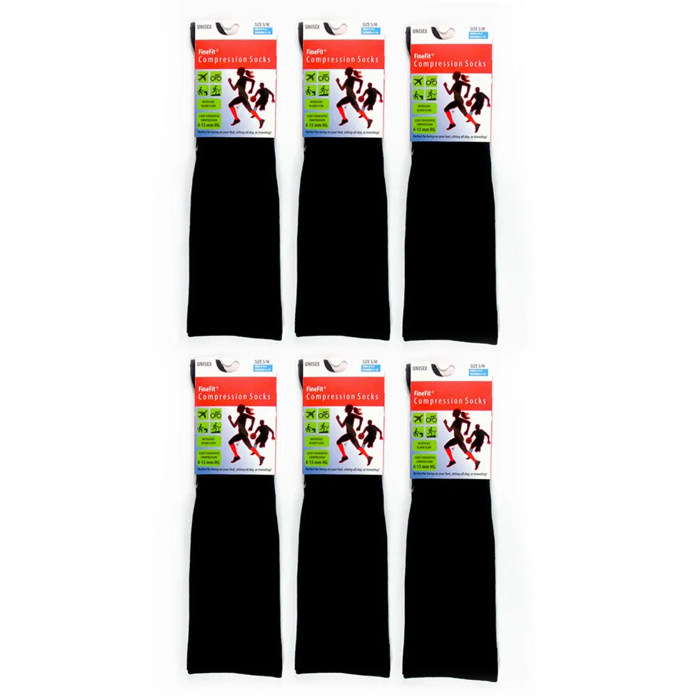 6 Pairs Compression Socks Support Unisex Anti Fatigue Graduated Sports Blk L XL