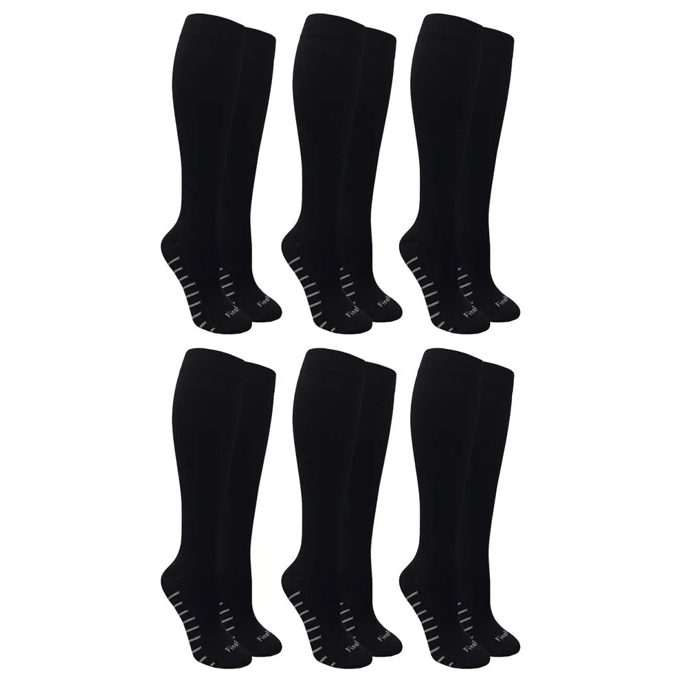 6 Pairs Compression Socks Support Unisex Anti Fatigue Graduated Sports Blk L XL