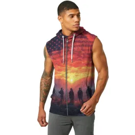 Army American Flag Sleeveless Pullover & Zip Hoodie