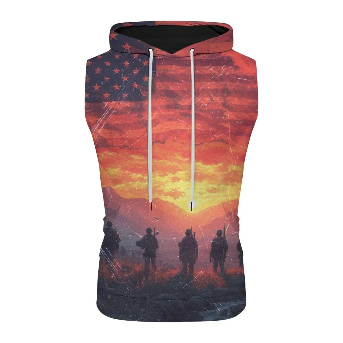 Army American Flag Sleeveless Pullover & Zip Hoodie