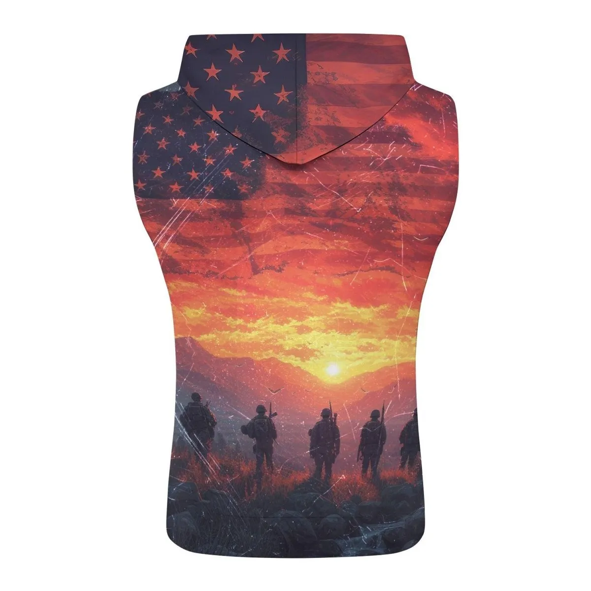 Army American Flag Sleeveless Pullover & Zip Hoodie