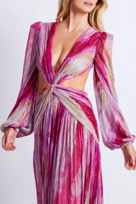 Aura Metallic Plunge Maxi Dress