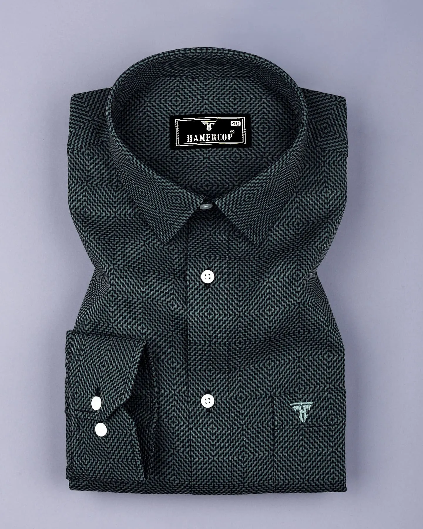 Benton Pista Green Dobby Texture Premium Giza Shirt