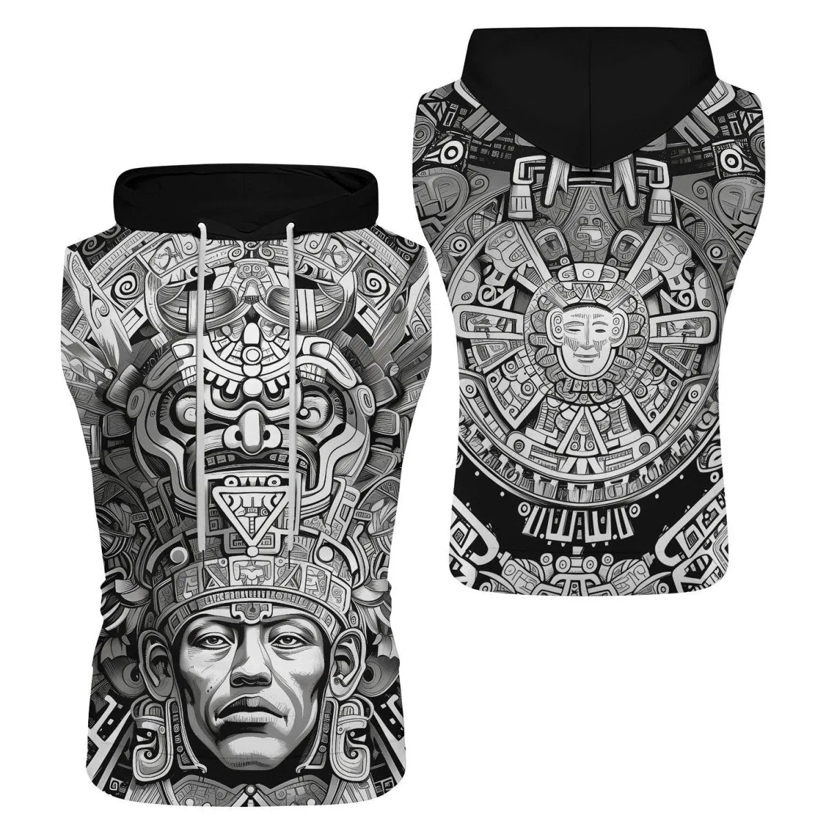Brave Aztec Warrior Sleeveless Pullover & Zip Hoodie