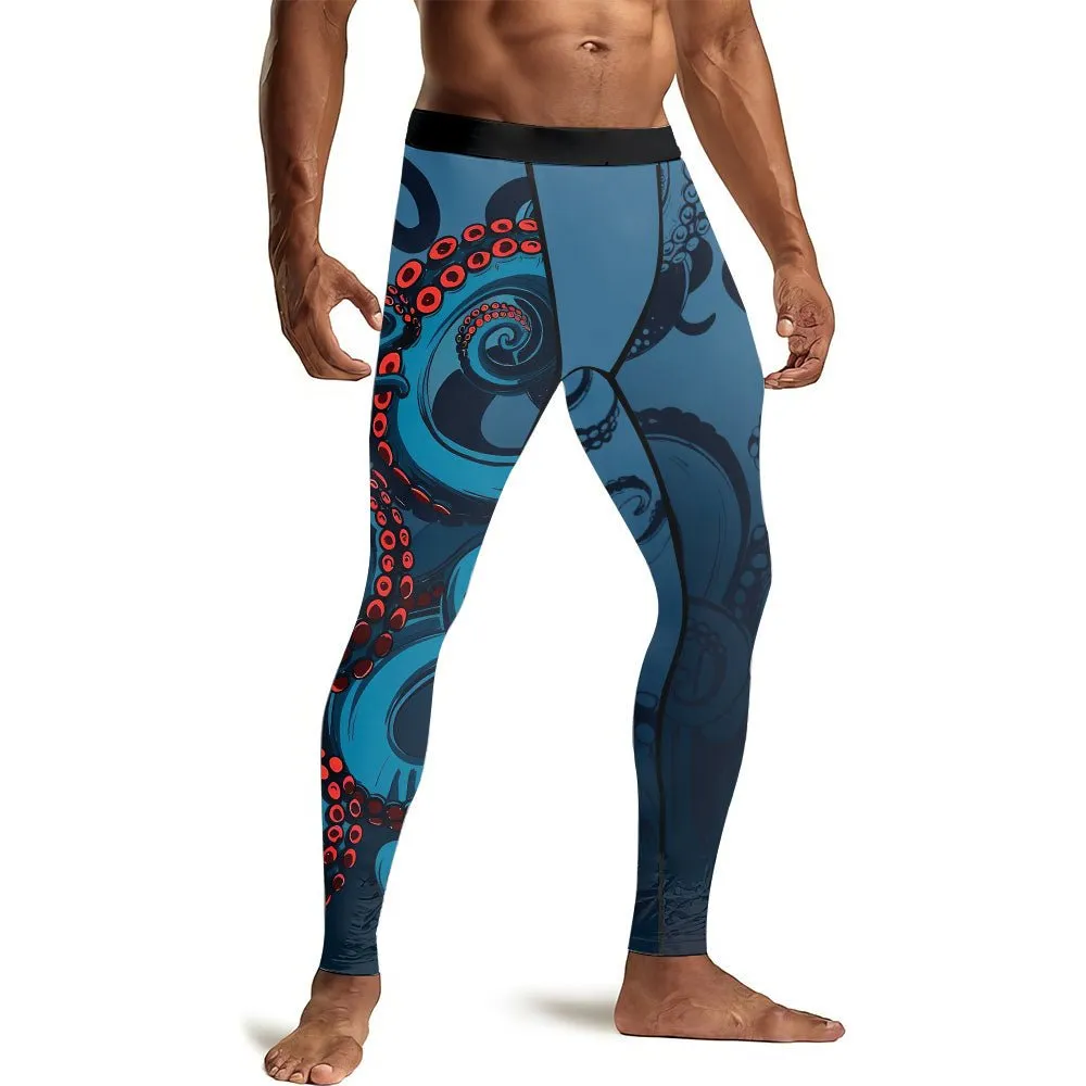 Dark Sea Octopus Men's Compression Leggings