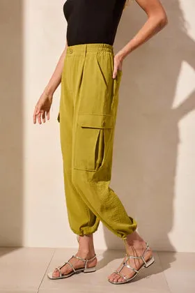 Flowy Cargo Pant /Bungee Cord-Aloe Leaf
