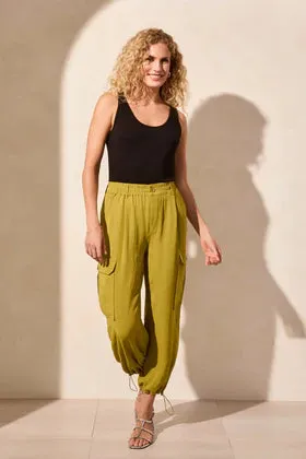 Flowy Cargo Pant /Bungee Cord-Aloe Leaf