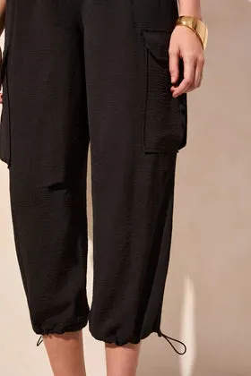 Flowy Cargo Pant /Bungee Cord-Black