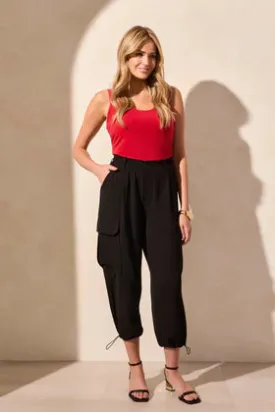 Flowy Cargo Pant /Bungee Cord-Black