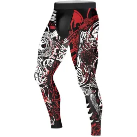 Geri & Freki Blood Tattoo Viking Men's Compression Leggings