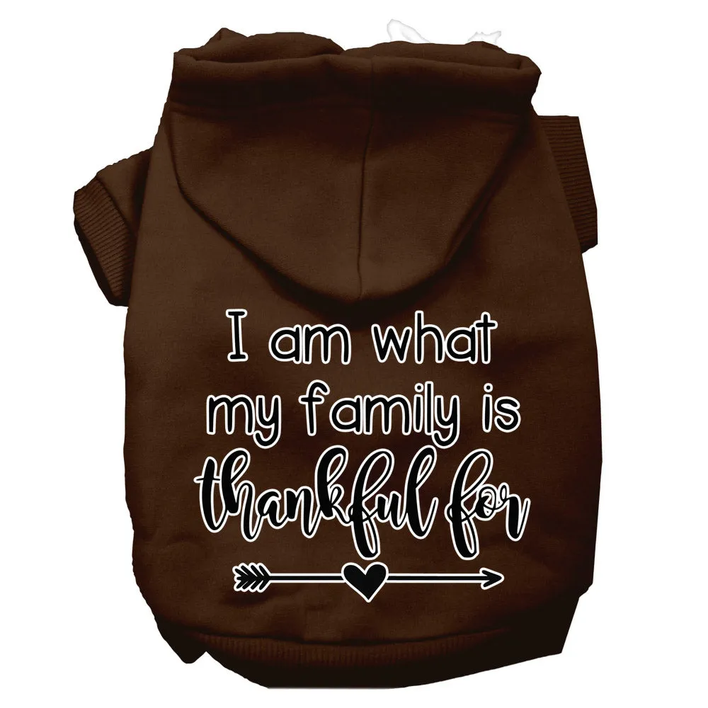 I Am What My Family Is Thankful For Screen Print Dog Hoodie Brown Xl
