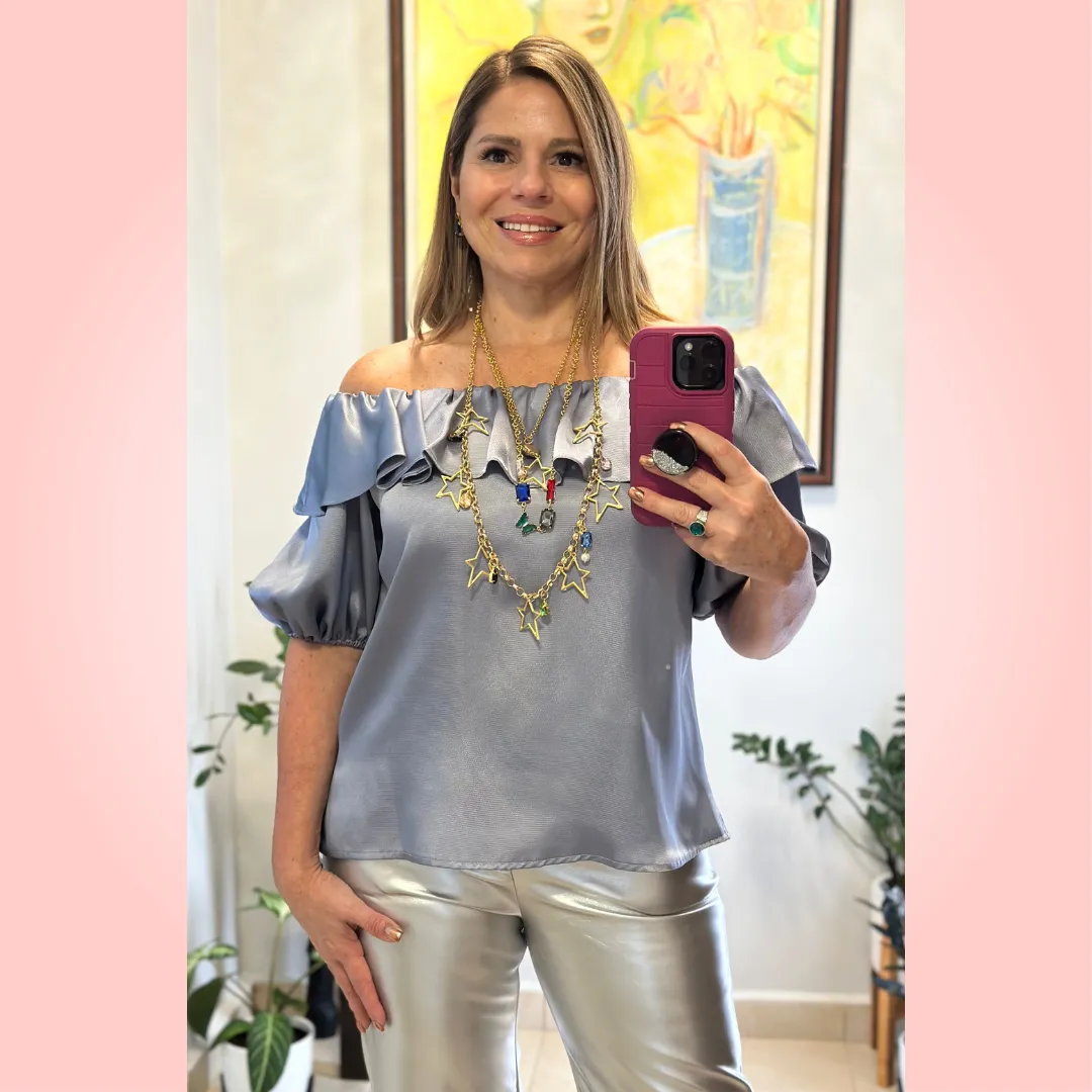 Metallic Silver Top