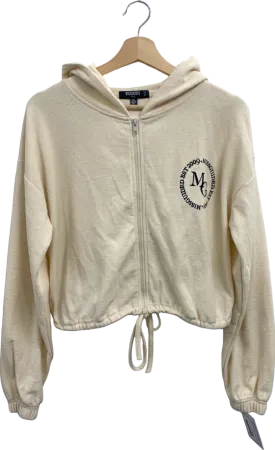 Missguided Cream Tall Waffle Textured Zip Hoodie UK 6