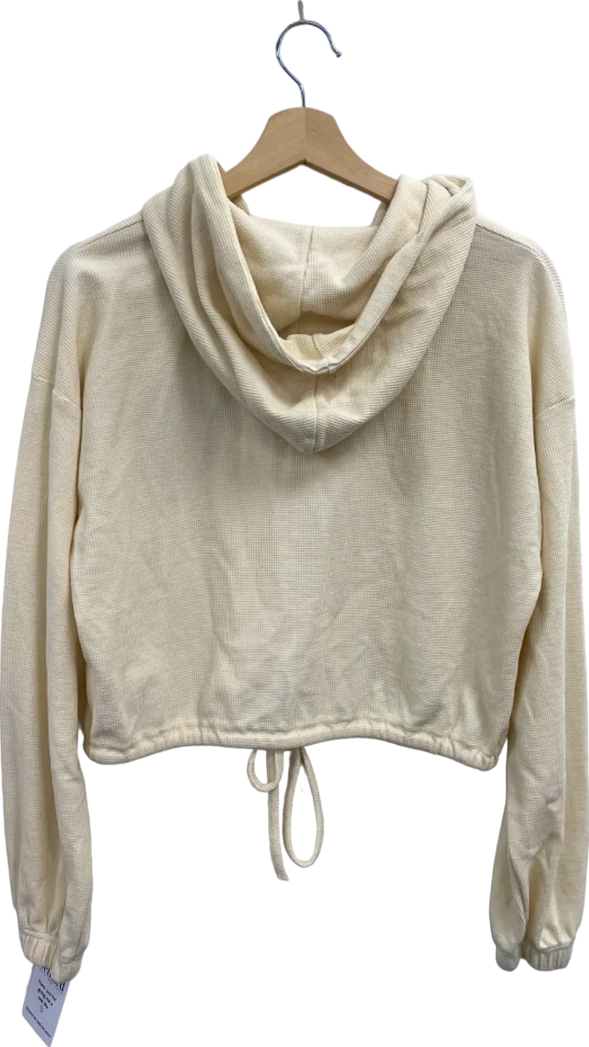 Missguided Cream Tall Waffle Textured Zip Hoodie UK 6