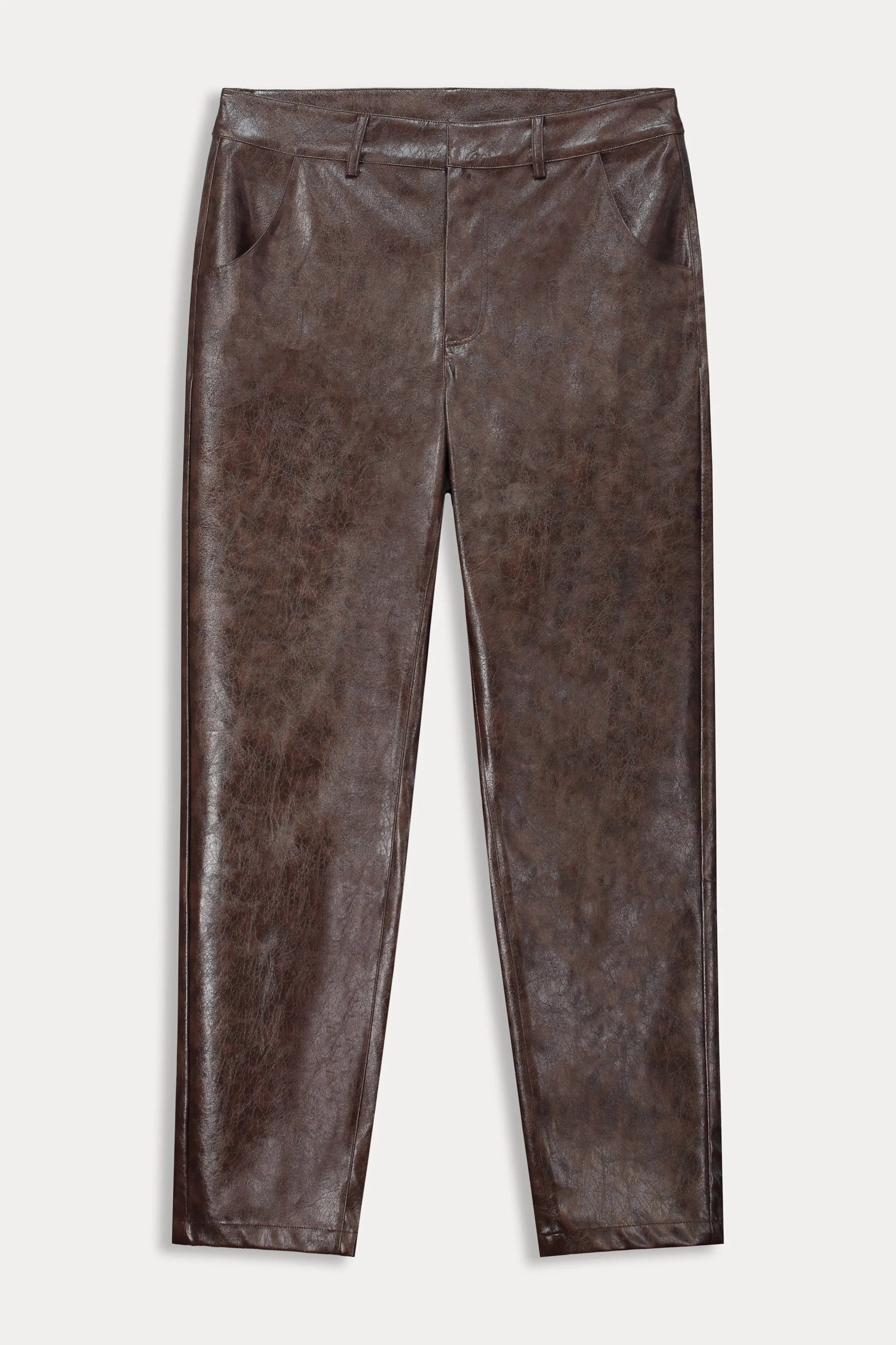PANTS - Faux Leather Brown