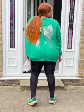 Shimmery Angel Wing Print Cotton Baggy Top