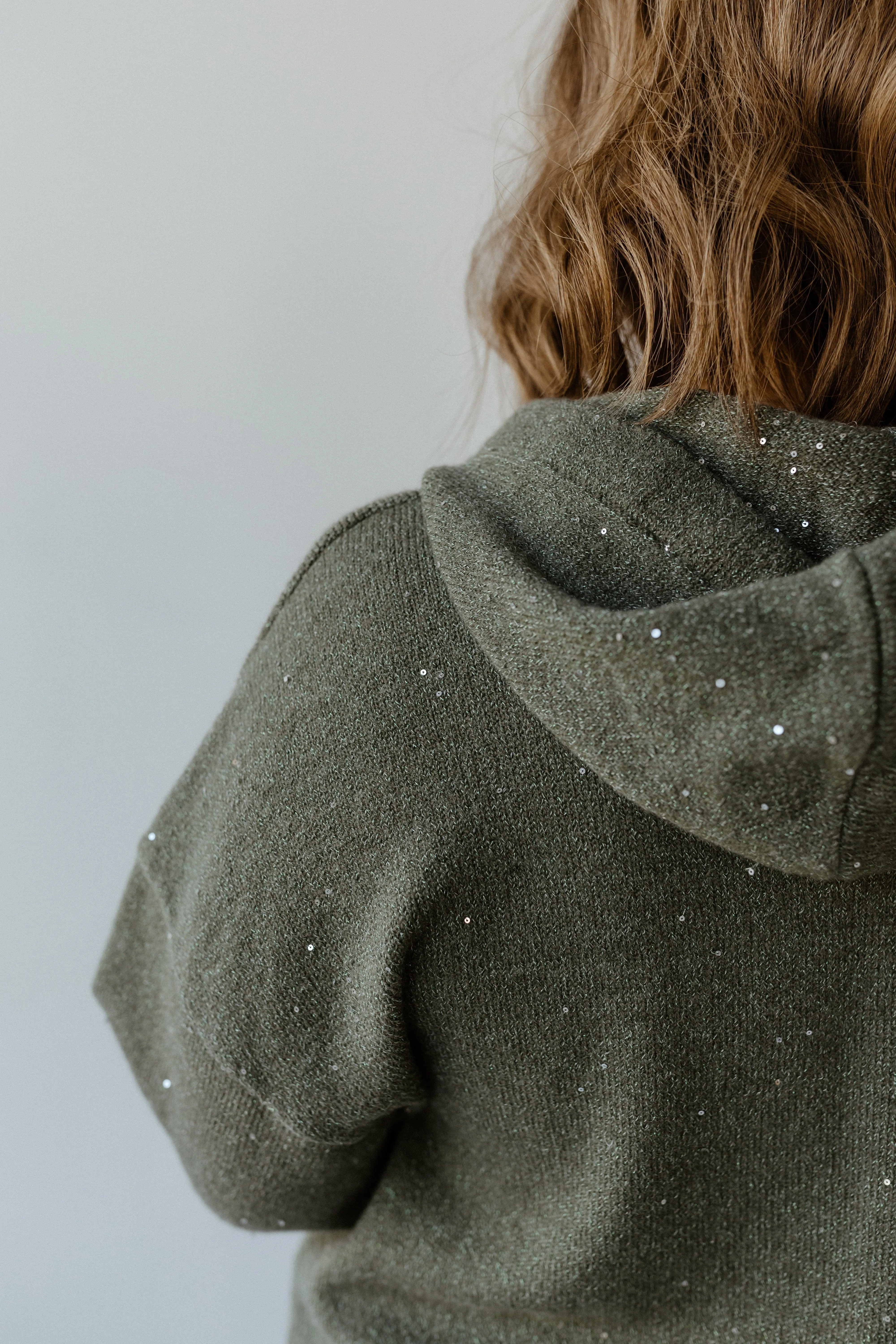SHIMMERY SPARKLE HOODIE IN EVERGREEN FOG