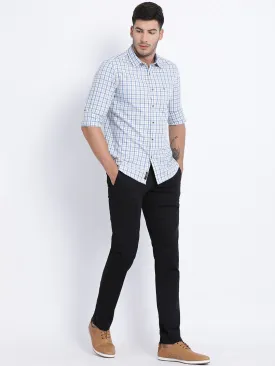 T-Base Men Black Easy Wash Chinos Trousers