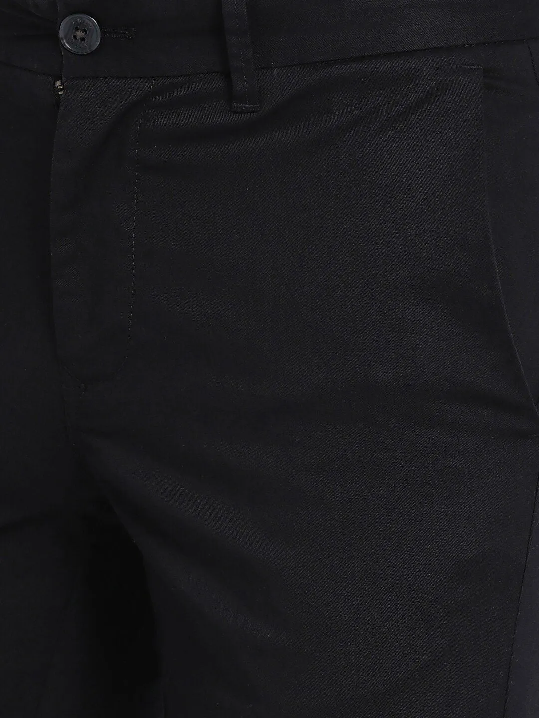 T-Base Men Black Easy Wash Chinos Trousers