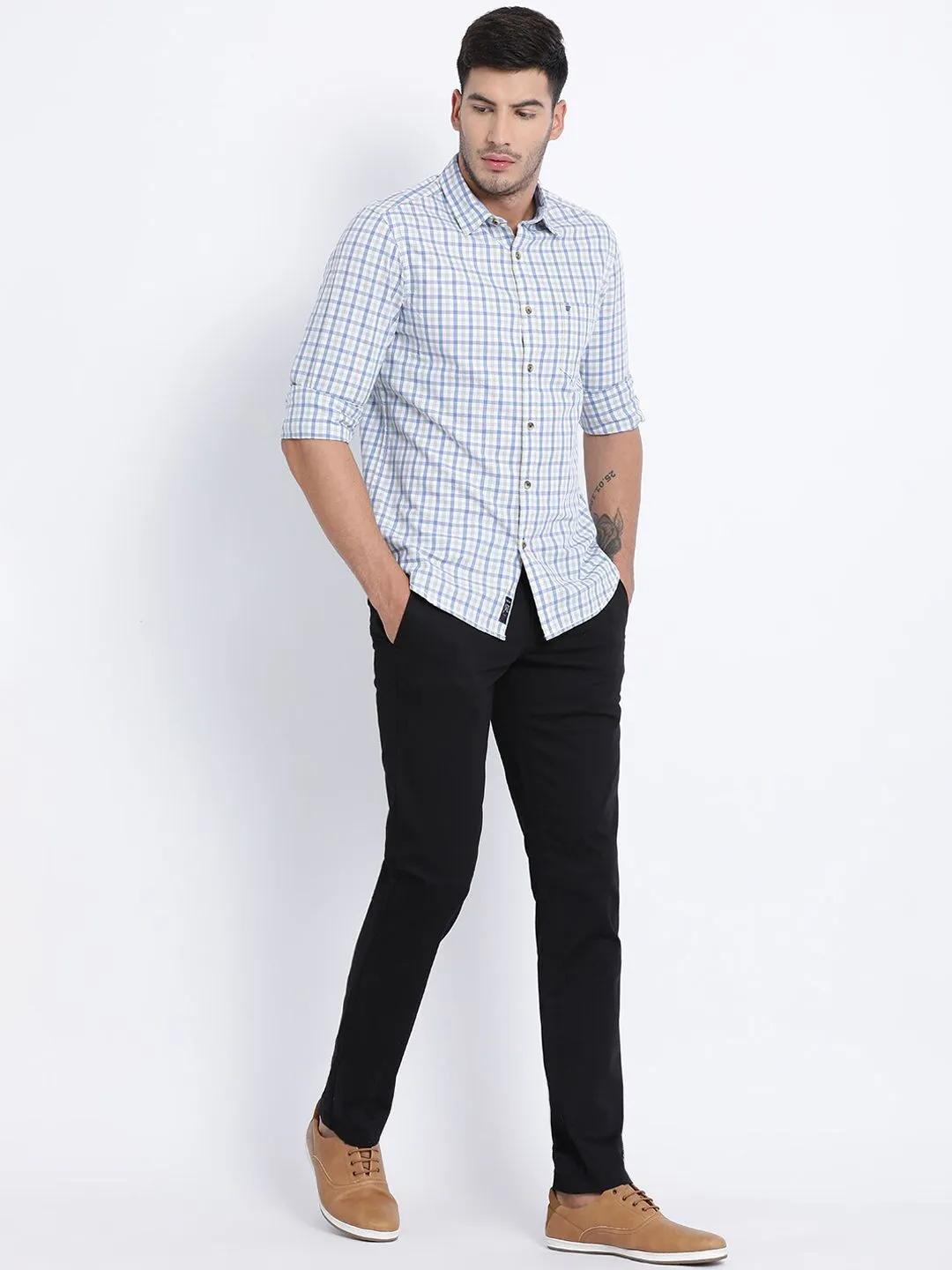 T-Base Men Black Easy Wash Chinos Trousers
