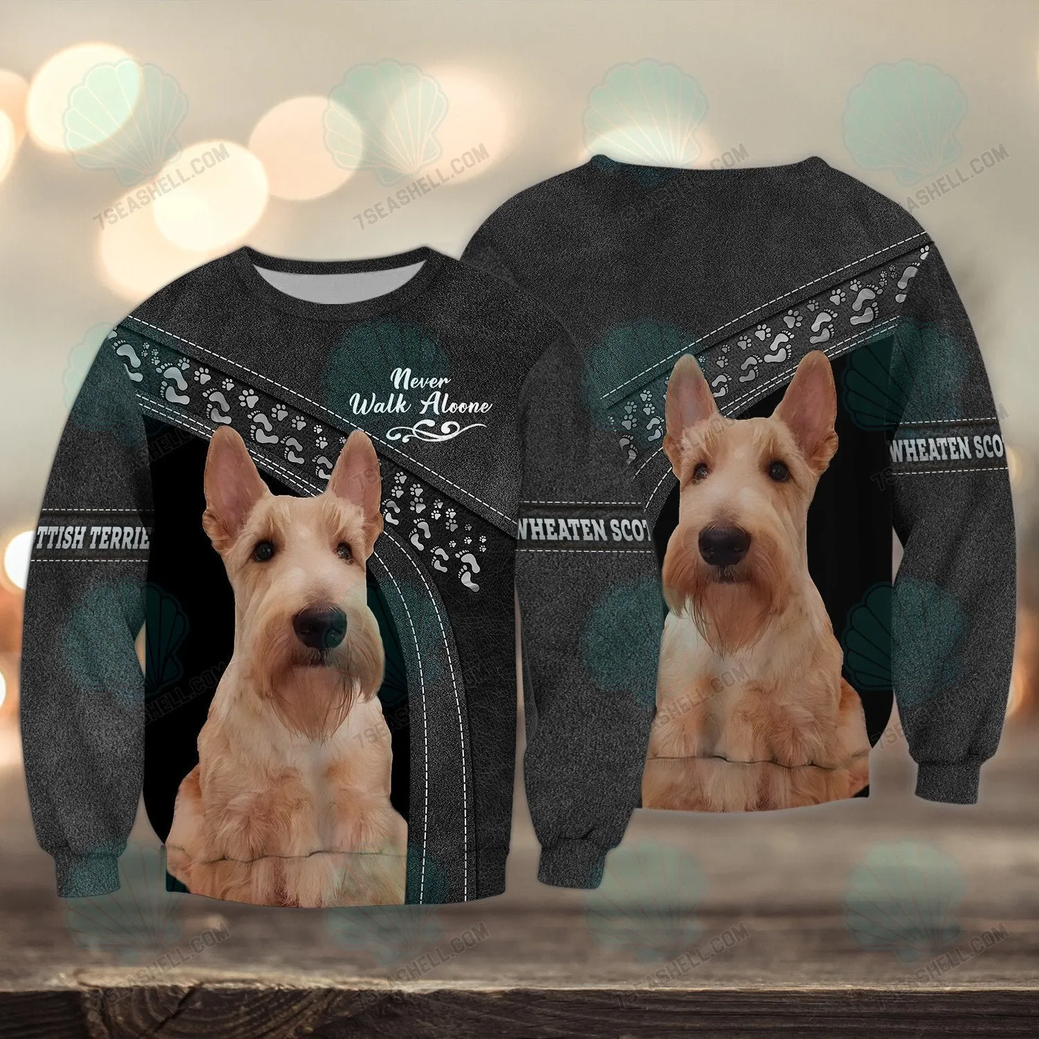 Wheaten Scottish Terrier Love Never Walk Alone Shirt, Christmas Dog Memorial Gifts for loss of Dog