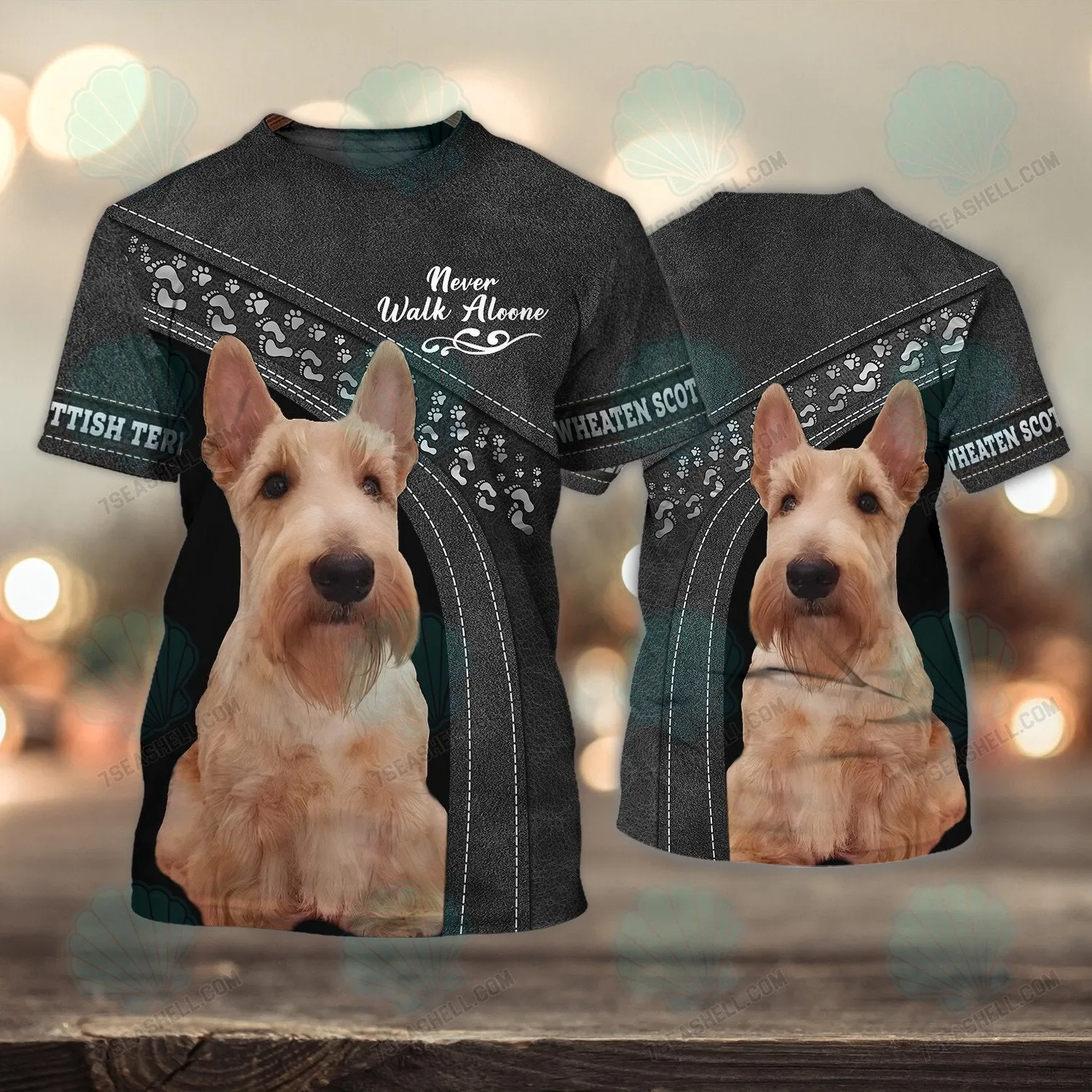 Wheaten Scottish Terrier Love Never Walk Alone Shirt, Christmas Dog Memorial Gifts for loss of Dog